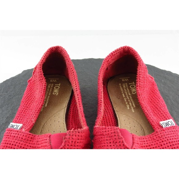Toms Size 8 M Red Round Toe Flats Fabric Women - Picture 3 of 7
